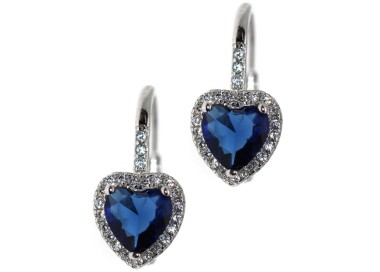 RomaBijoux|monachelle argento 925 orecchini cuore blu zaffiro con giro bianco donna marca NALBORI