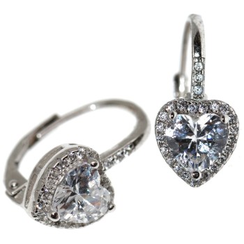 RomaBijoux|silver 925 ear studs white brilliant heart earrings for women