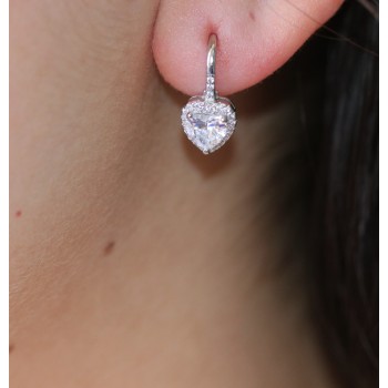 RomaBijoux|monachelle argento 925 orecchini cuore bianco brillante donna marca NALBORI