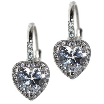 RomaBijoux|monachelle argento 925 orecchini cuore bianco brillante donna marca NALBORI