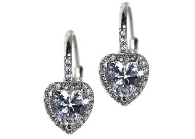 RomaBijoux|silver 925 ear studs white brilliant heart earrings for women
