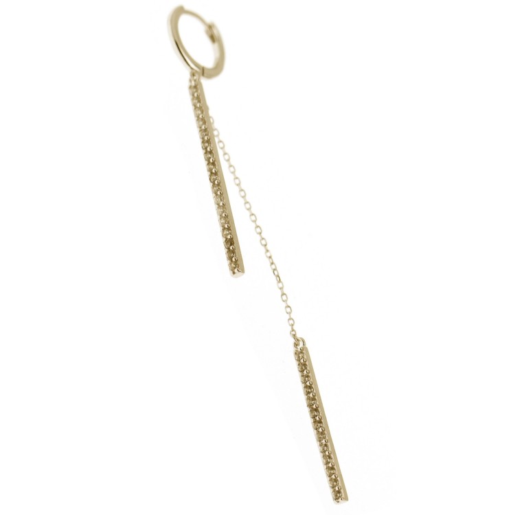 RomaBijoux|orecchino lungo tutto argento 925 barrette zirconi e catenelle placcati oro giallo