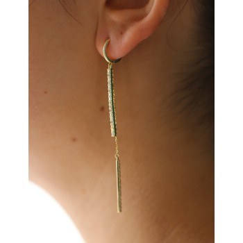 RomaBijoux|orecchino lungo tutto argento 925 barrette zirconi e catenelle placcati oro giallo