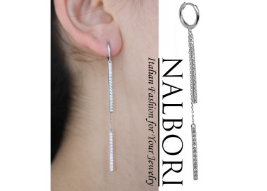 RomaBijoux|long earring all 925 silver bars zirconia and chains rhodium-plated white gold effect