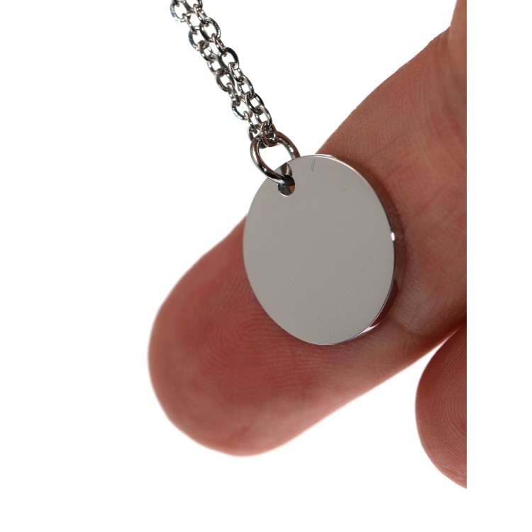 RomaBijoux|15mm circle necklace all in steel with free engraving