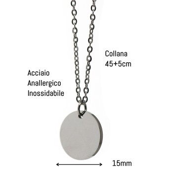 RomaBijoux|collana cerchio 15mm tutta in acciaio con incisione gratis donna