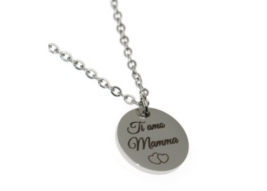 RomaBijoux|15mm circle necklace all in steel with free engraving