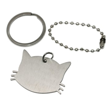 RomaBijoux|kit portachiavi e ciondolo gatto gattino acciaio inox con incisione