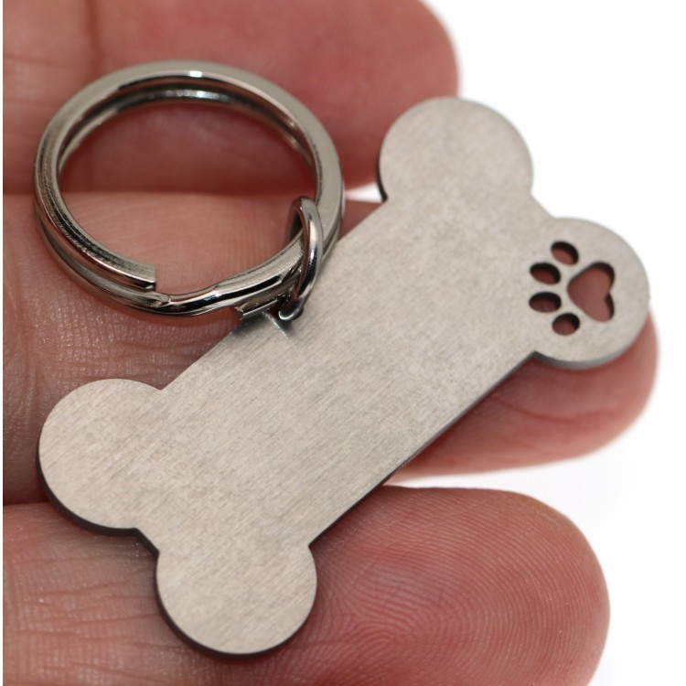 RomaBijoux|keychain and pendant kit dog bone stainless steel with engraving