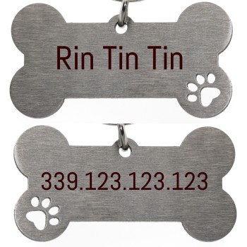 RomaBijoux|kit portachiavi e ciondolo osso cane acciaio inox con incisione