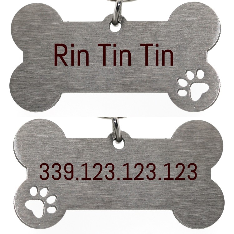 RomaBijoux|keychain and pendant kit dog bone stainless steel with engraving