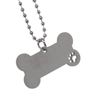 RomaBijoux|keychain and pendant kit dog bone stainless steel with engraving