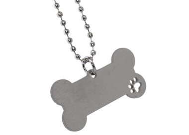 RomaBijoux|kit portachiavi e ciondolo osso cane acciaio inox con incisione
