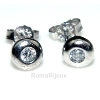 RMB|Argento 925 : orecchini donna uomo cipollina bombata 3 mm zirconi bianchi