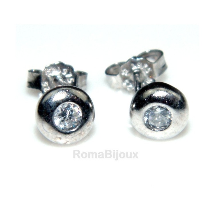 RMB|Argento 925 : orecchini donna uomo cipollina bombata 3 mm zirconi bianchi