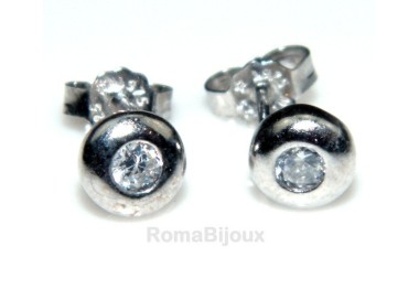 RMB|Argento 925 : orecchini donna uomo cipollina bombata 3 mm zirconi bianchi