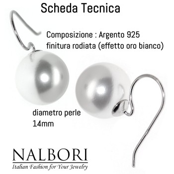 RomaBijoux|orecchini donna argento 925 con perla 14mm grande per donna