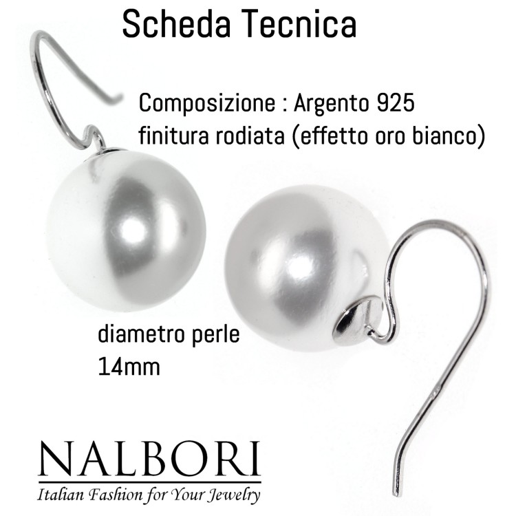 RomaBijoux|women's earrings 925 silver with large pearl 14mm for women