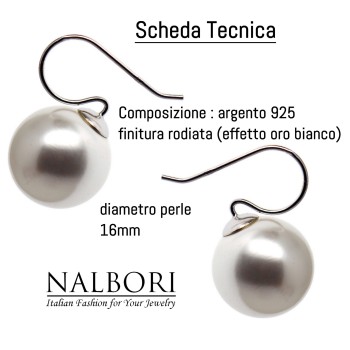 RomaBijoux|orecchini donna argento 925 con perla 16mm grande per donna rodiato