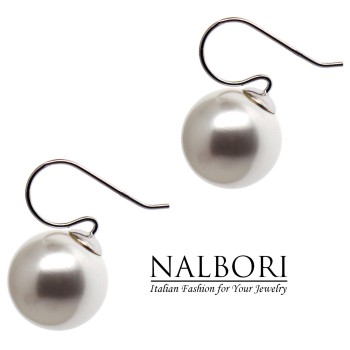RomaBijoux|women's earrings 925 silver with large pearl 16mm for women rhodium