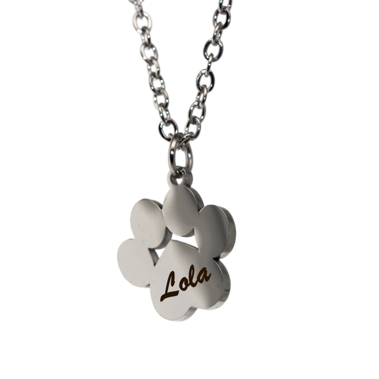 RomaBijoux|necklace paw dog cat steel personalized engraving silver