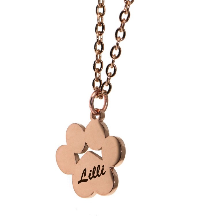 RomaBijoux|necklace paw dog cat personalized engraving rose gold
