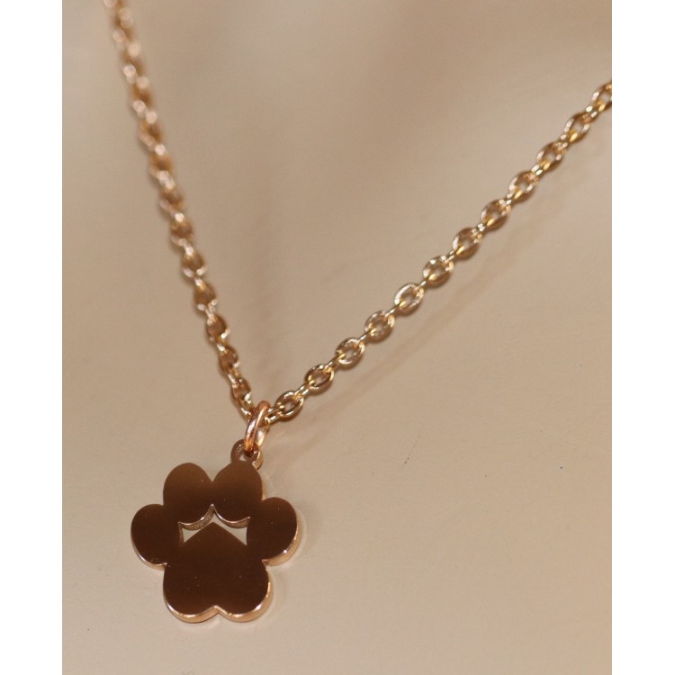 RomaBijoux|collana zampa cane gatto acciaio incisione personalizzata oro rosa