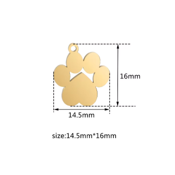 RomaBijoux|dog paw necklace cat steel personalized engraving yellow gold