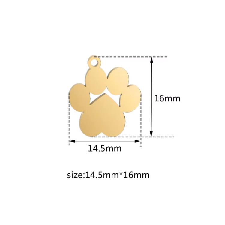 RomaBijoux|dog paw necklace cat steel personalized engraving yellow gold