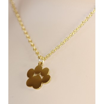 RomaBijoux|dog paw necklace cat steel personalized engraving yellow gold