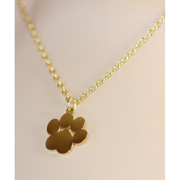 RomaBijoux|dog paw necklace cat steel personalized engraving yellow gold