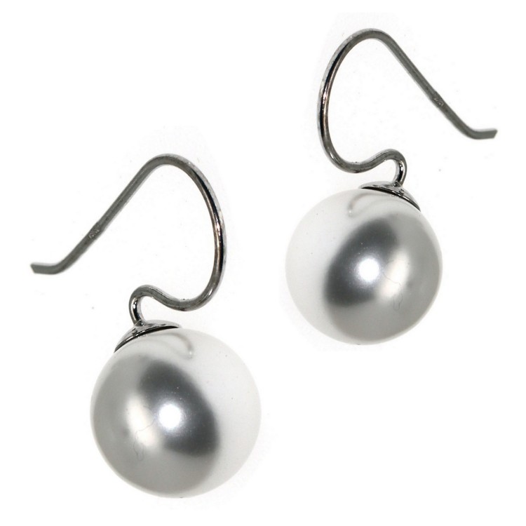 RomaBijoux|women's earrings 925 silver with pearl 12mm medium hook