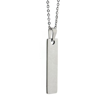 RomaBijoux|slim rectangular steel necklace personalized engraving man woman