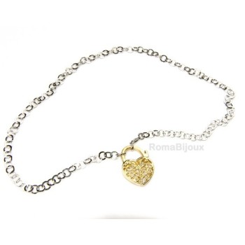 RMB|ARGENTO 925 collana chiusura ciondolo lucchetto apribile satinata