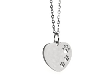 RomaBijoux|steel necklace dog cat paws on heart personalized engraving man woman