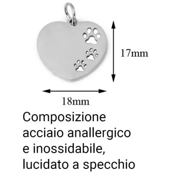 RomaBijoux|steel necklace dog cat paws on heart personalized engraving man woman