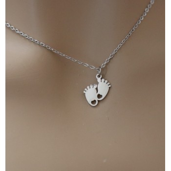 RomaBijoux|collana acciaio piedini neonato e cuore incisione personalizzata mamma donna