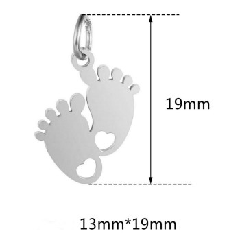 RMB|steel necklace newborn feet and heart personalized engraving mother woman