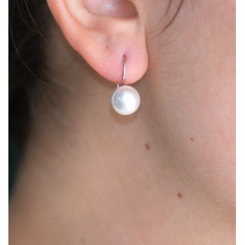 RomaBijoux|women's earrings 925 silver with pearl 10mm medium hook