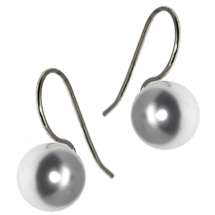 RomaBijoux|women's earrings 925 silver with pearl 10mm medium hook