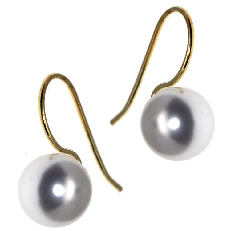 RomaBijoux|925 silver earrings for women with 10mm medium pearl plated yellow gold