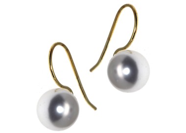 RomaBijoux|925 silver earrings for women with 10mm medium pearl plated yellow gold