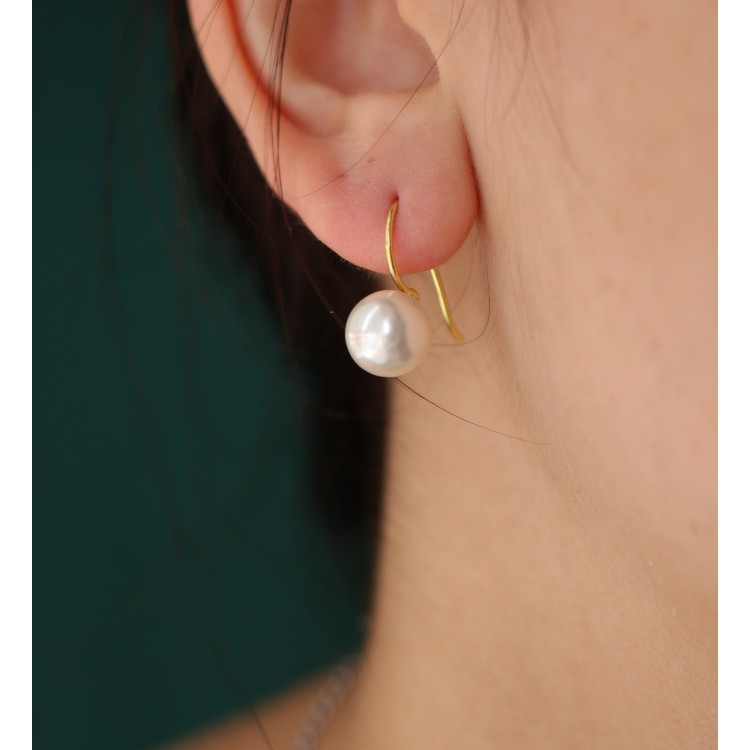 RomaBijoux|925 silver earrings for women with 10mm medium pearl plated yellow gold