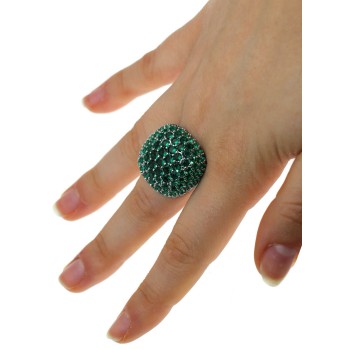 RomaBijoux|large ring all 925 silver square green emerald zirconia adjustable woman