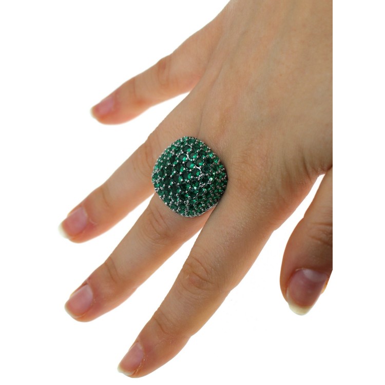 RomaBijoux|large ring all 925 silver square green emerald zirconia adjustable woman