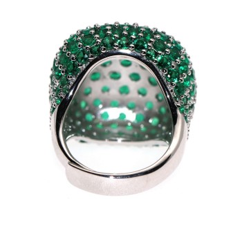 RomaBijoux|large ring all 925 silver square green emerald zirconia adjustable woman