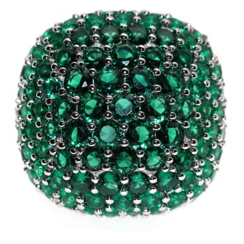 RomaBijoux|large ring all 925 silver square green emerald zirconia adjustable woman