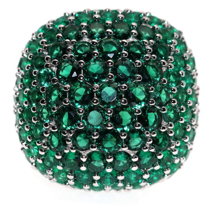 RomaBijoux|large ring all 925 silver square green emerald zirconia adjustable woman