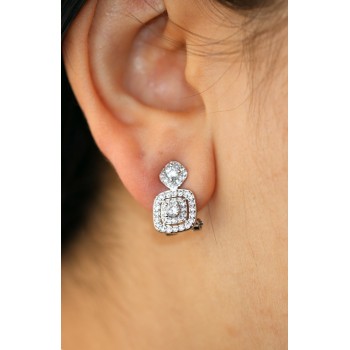 RMB|RomaBijpux|orecchini omega argento 925 quadrato rombo zirconi bianchi per donna