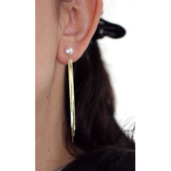 RomaBijoux|lunghi orecchini argento 925codine ciondoli perla bianca placcati oro giallo 18kt